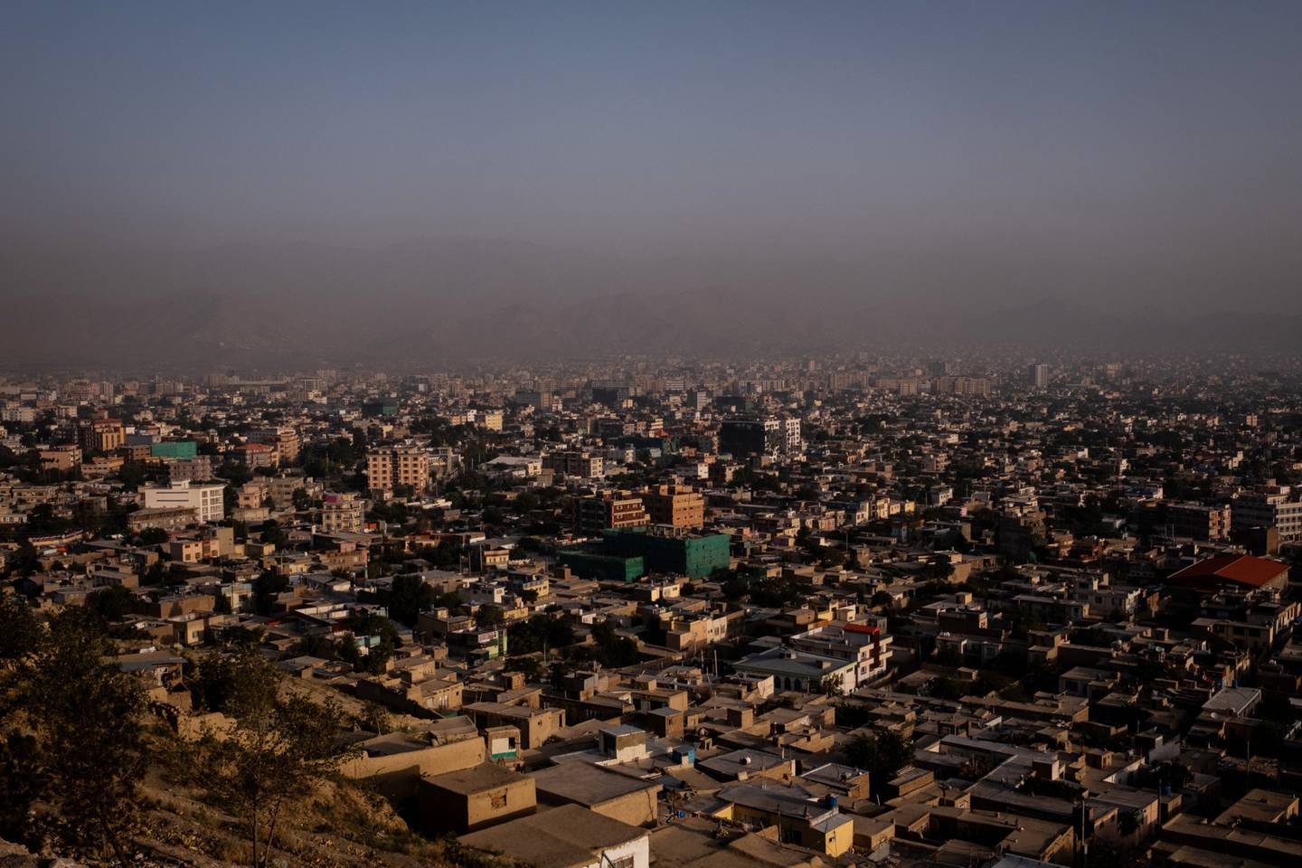 Una vista aérea de Kabul, Afganistán.