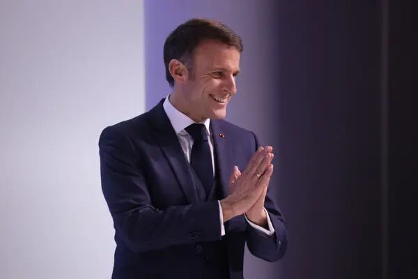 Emmanuel Macron, presidente da França, durante discurso especial no segundo dia do Fórum Econômico Mundial em Davos, Suíça
