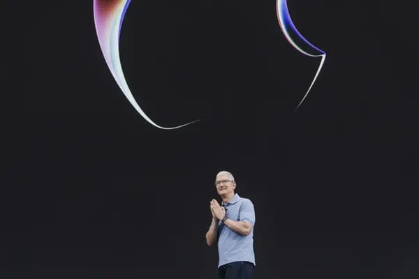 Tim Cook, chief executive officer of Apple Inc., during the Apple Worldwide Developers Conference at Apple Park campus in Cupertino, California.