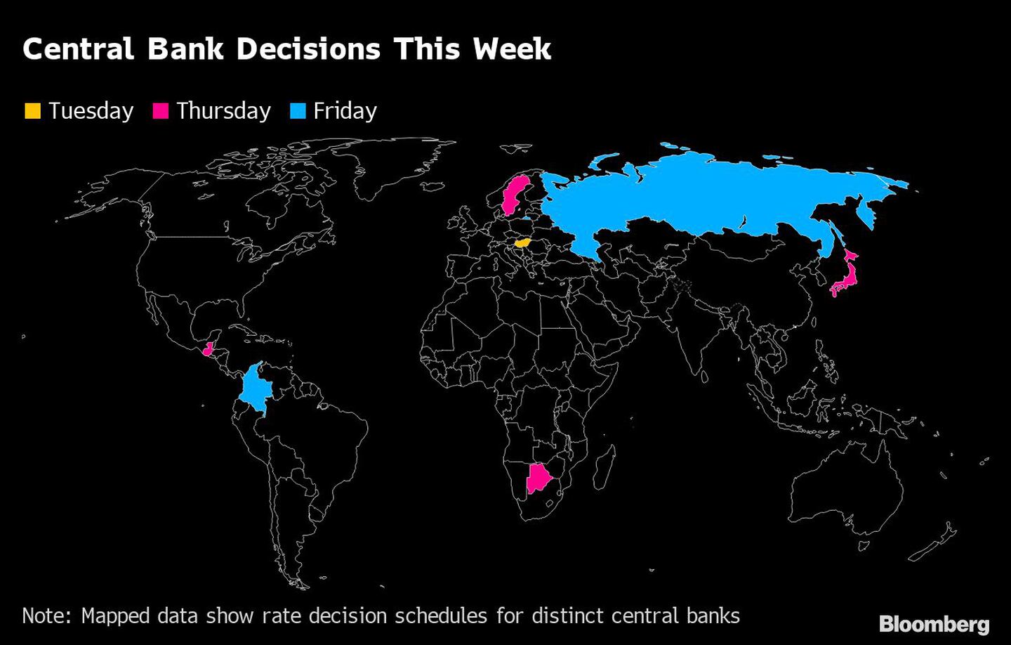Las decisiones de los bancos centrales del mundo esta semana. dfd