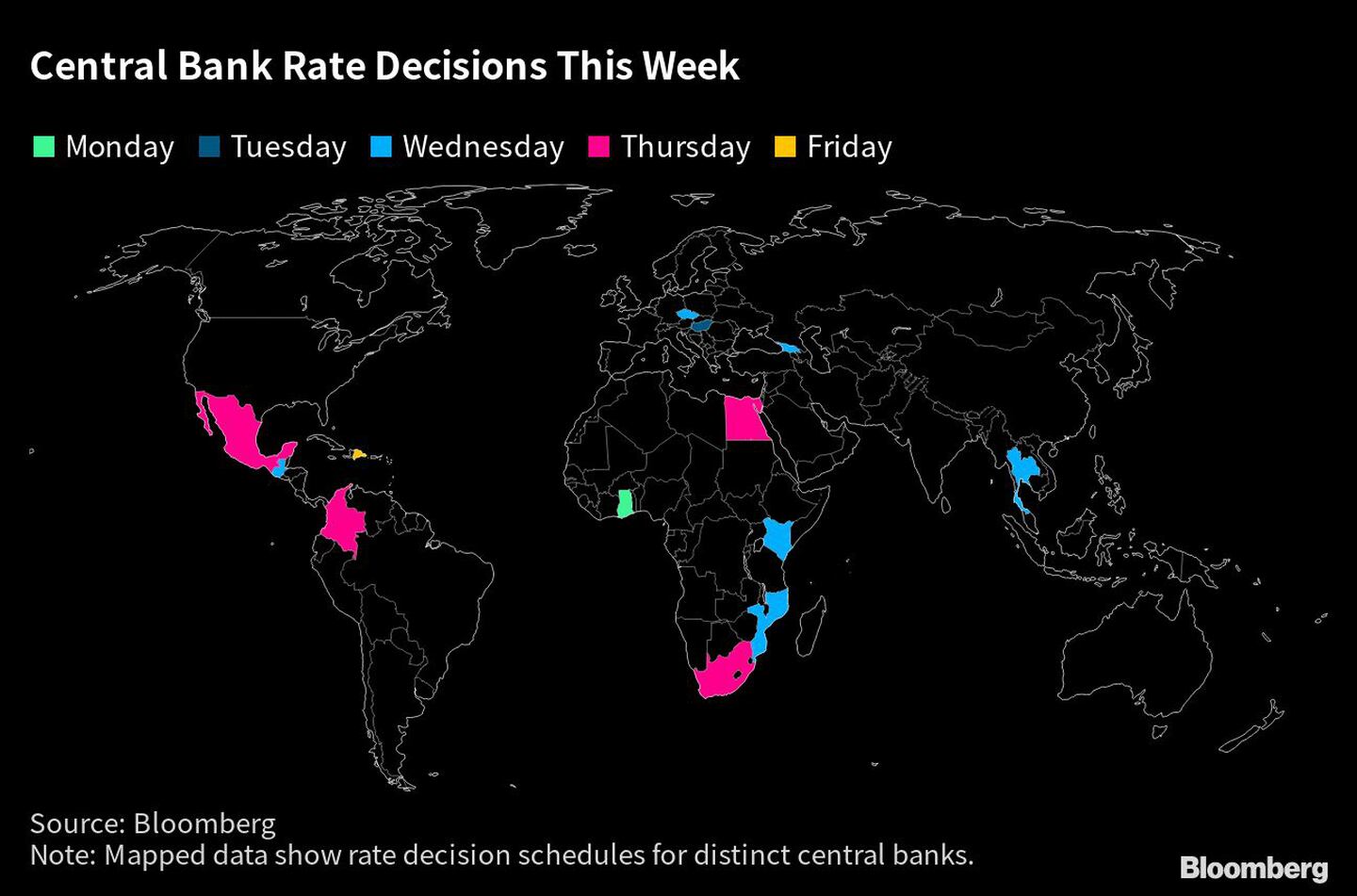 Decisiones sobre los tipos de interés de los bancos centrales esta semana dfd