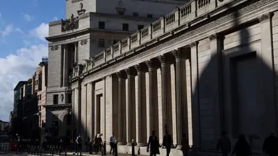 Banco de Inglaterra en la City de Londres, Reino Unido.