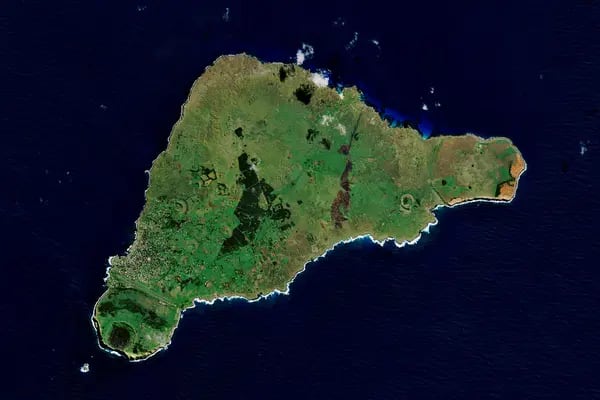 Imagen satelital de Isla de Pascua de la Agencia Espacial Europea.Fotógrafo: Fuente: Agencia Espacial Europea
