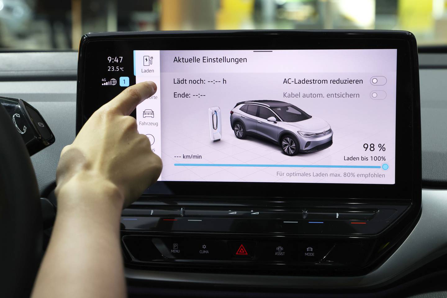The infotainment screen of a VW ID.3. Photographer: Liesa Johannssen-Koppitz/Bloombergdfd