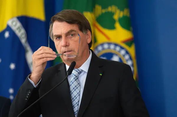 Brazil's president, speaks during a bill signing ceremony at the Planalto Palace in Brasilia, Brazil, on Wednesday, March 10, 2021.