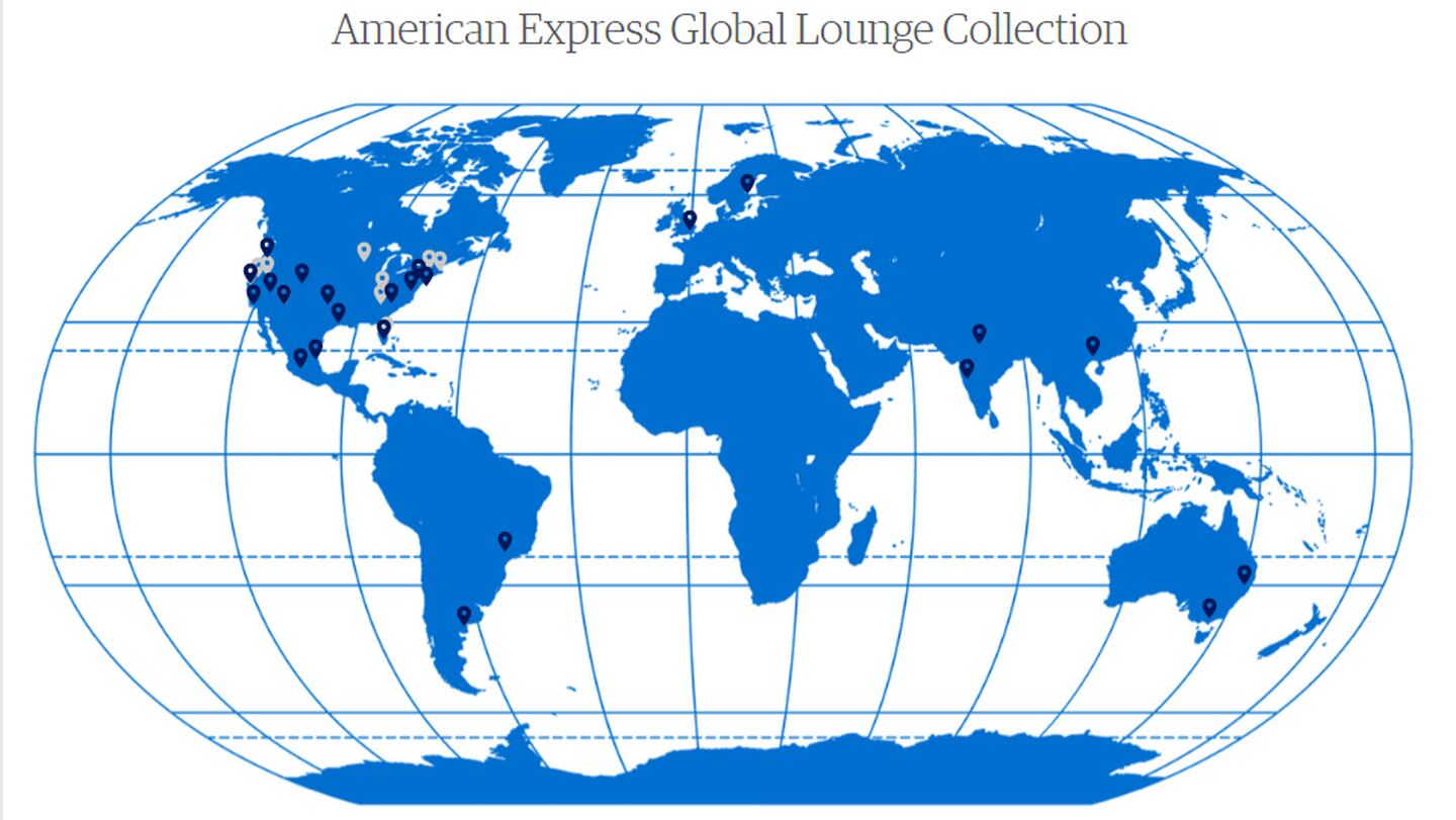 Con una marca, las ciudades del mundo en las que American Express cuenta con salas Centurión.dfd
