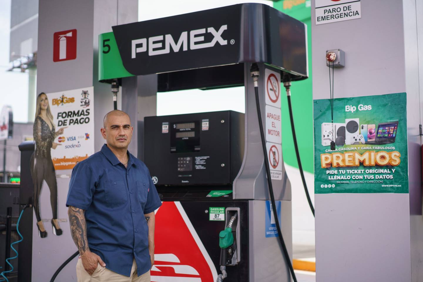 Eduardo Faustino Alonso Maldonado, 45, director of operations at Grupo GazPro poses for a portrait at a Pemex gas station which his company runs in Ciudad Juárez.dfd