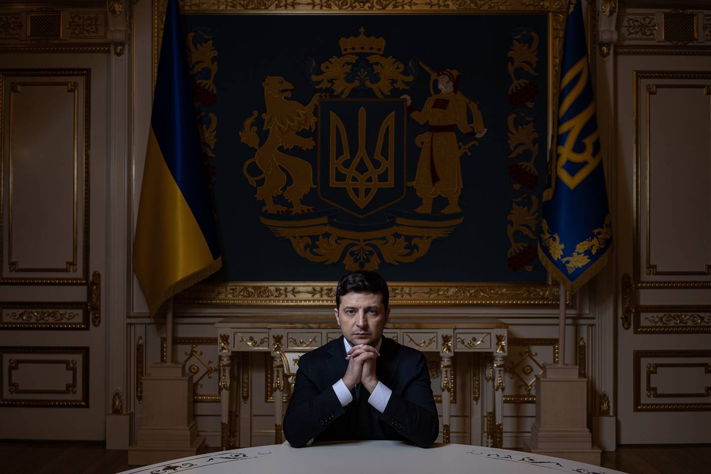 Volodymyr Zelenskiy, presidente de Ucrania, tras una entrevista en la oficina presidencial en Kiev.