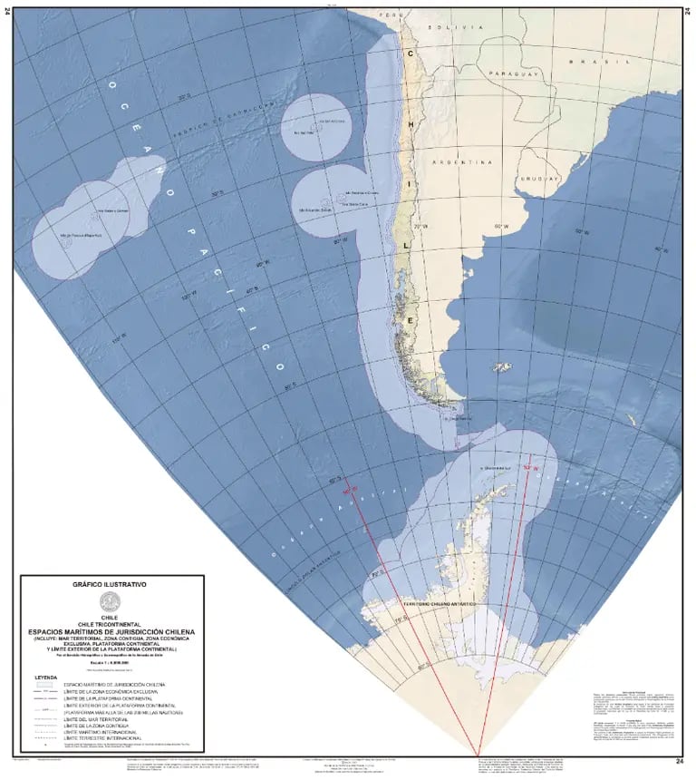 Mapa elaborado por la Armada de Chile. Imagen: SHOAdfd
