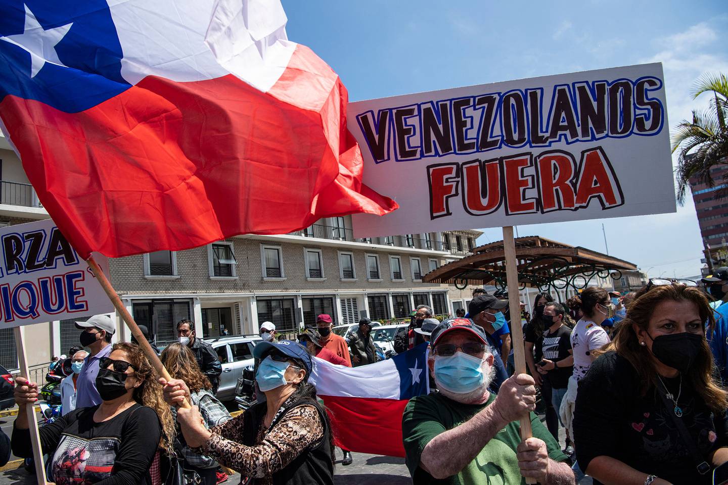 Chilenos protestan contra la migración indocumentada.Fotógrafo: Martín Bernetti/AFP/Getty Imagesdfd