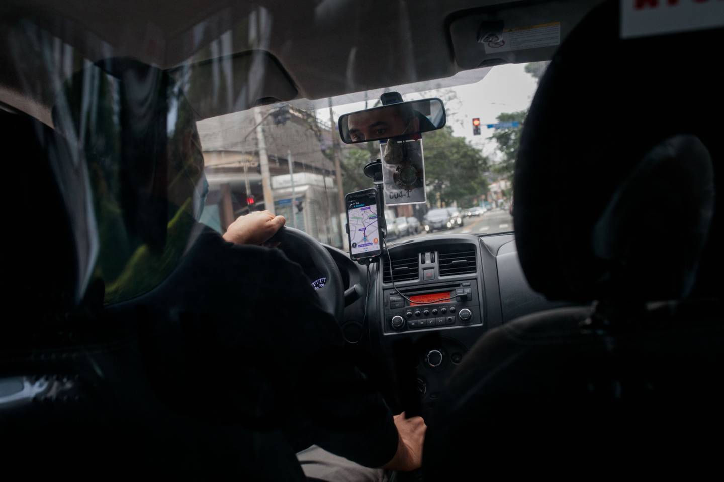 An Uber driver travels in Sao Paulo.