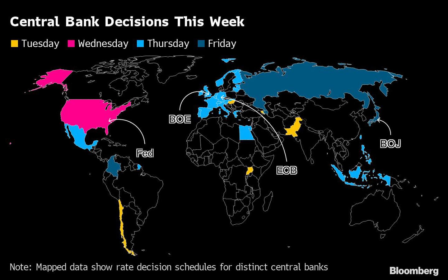Decisiones de los bancos centrales esta semanadfd