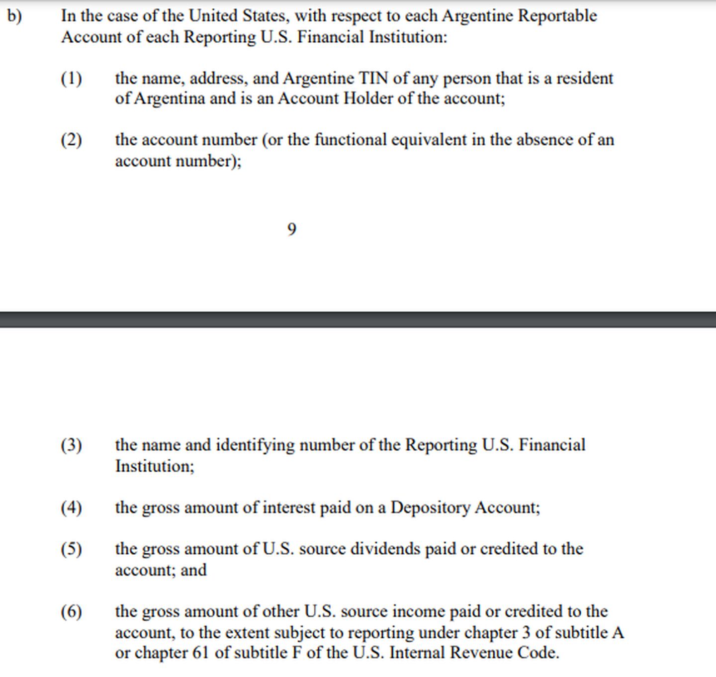 Una de las páginas del acuerdo FATCA con Argentina que subió el Tesoro de EE,UU.dfd
