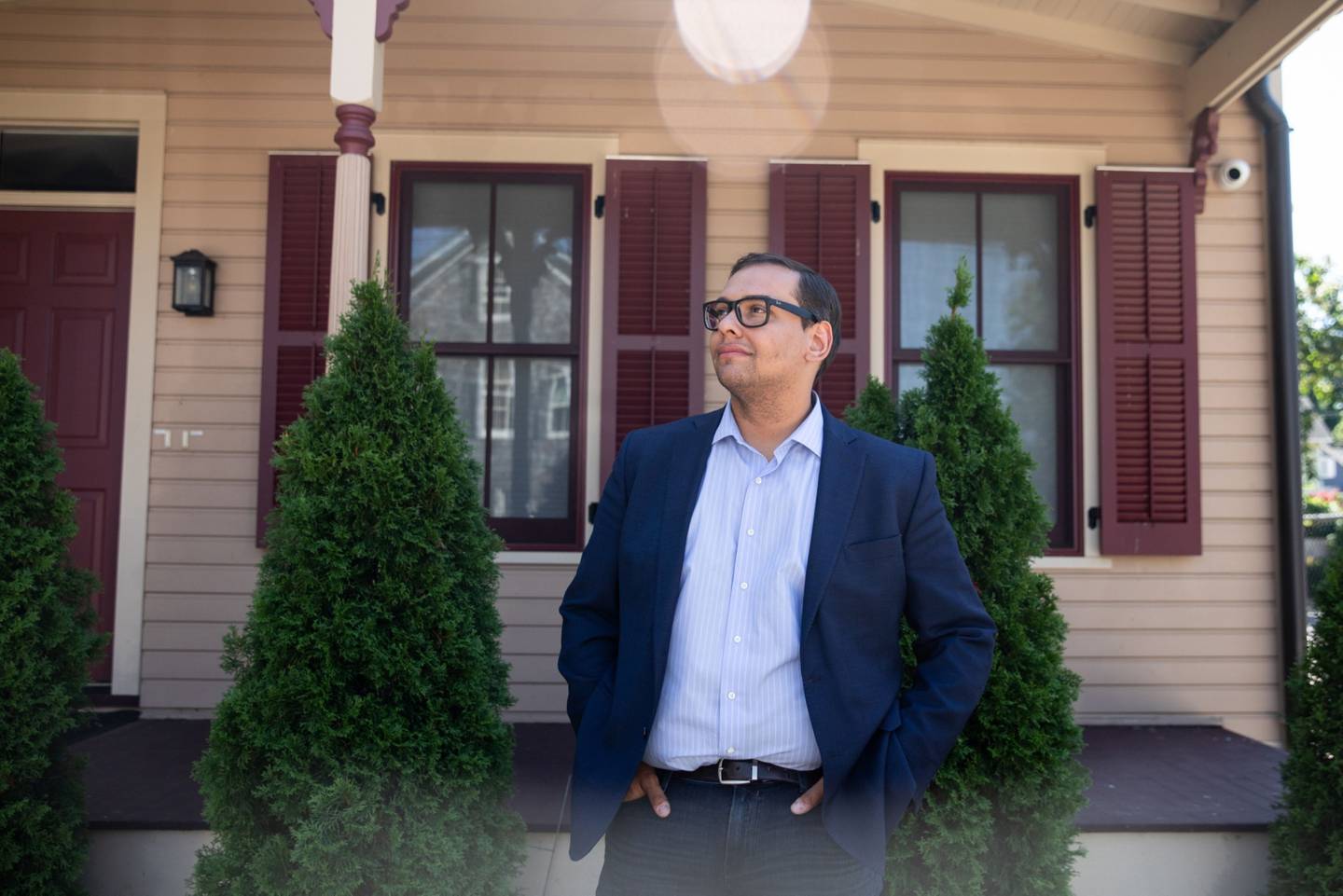 George Santos, a Republican House candidate, in Oyster Bay, New York, on Sept. 1.dfd