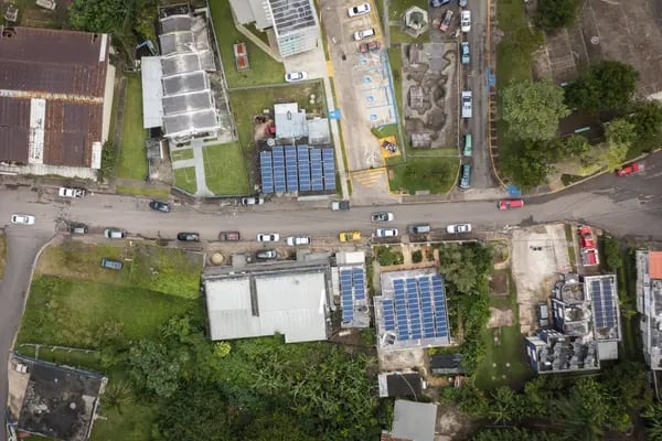 Power microgrid in Castaer. Aerial view of the microgrid in Castañer, Puerto Rico.