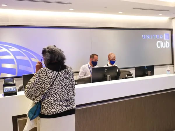 Un mostrador de United Airlines en Florida.