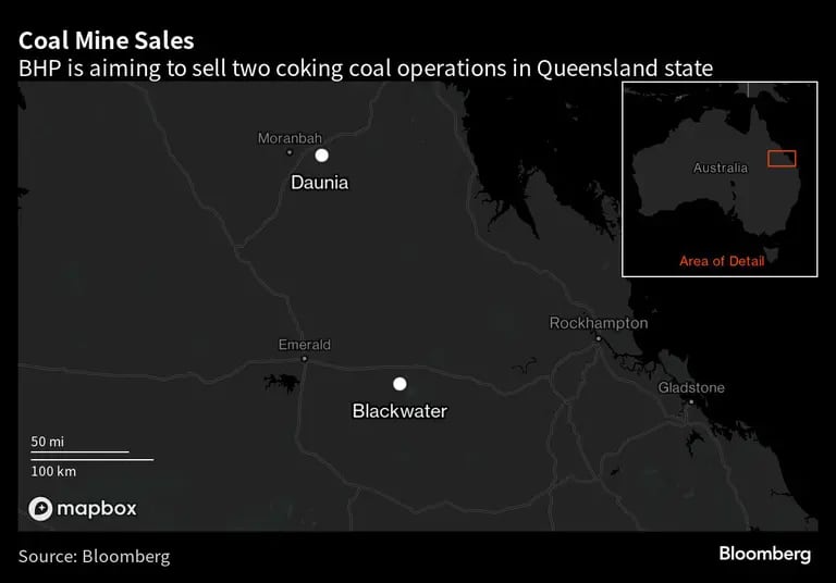 A BHP pretende vender duas operações de carvão de coque no estado de Queenslanddfd