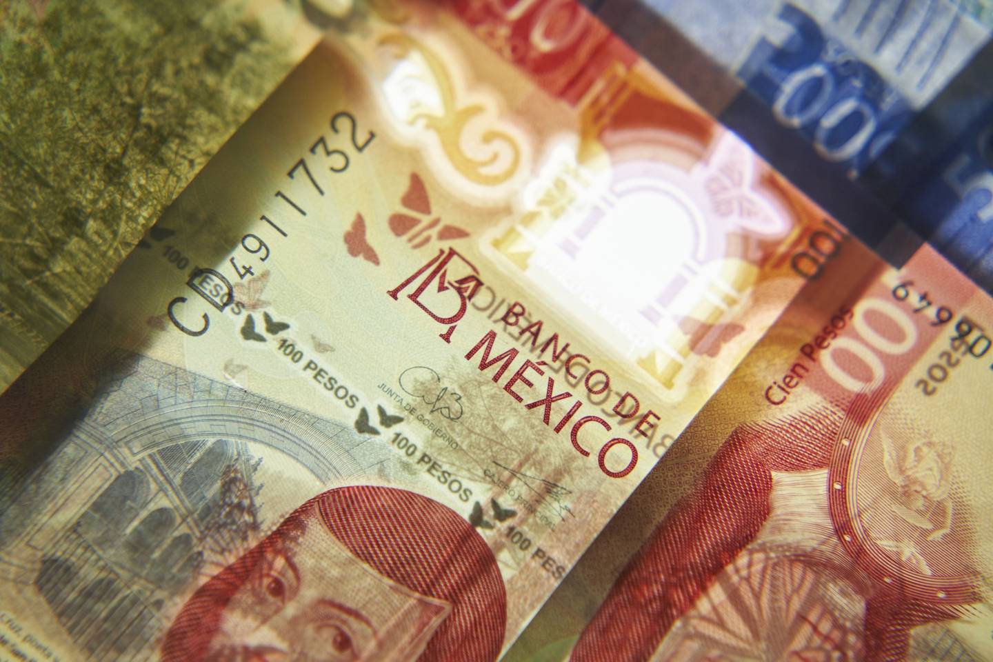 Mexican peso banknotes.