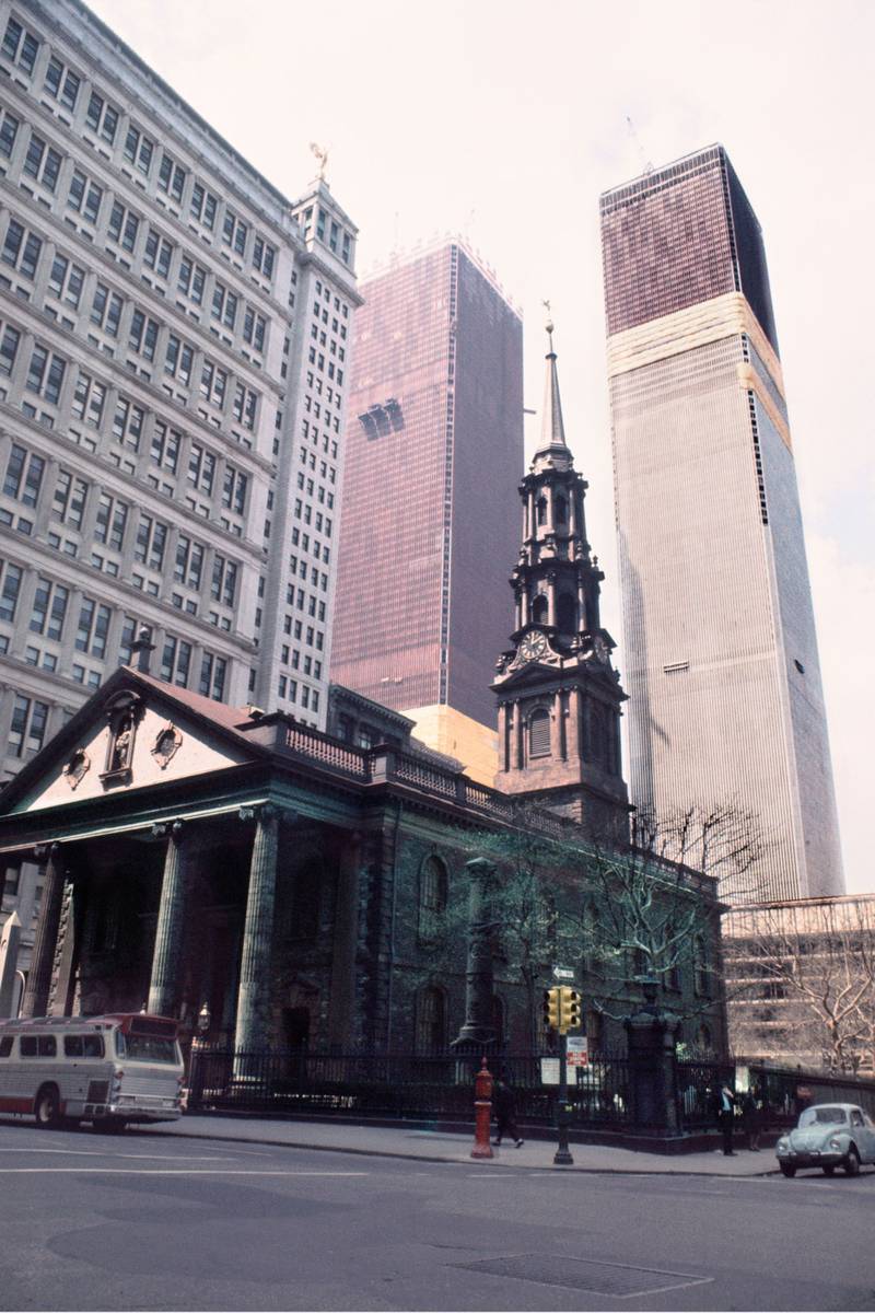 Looking past St. Paul's Chapel, 1970