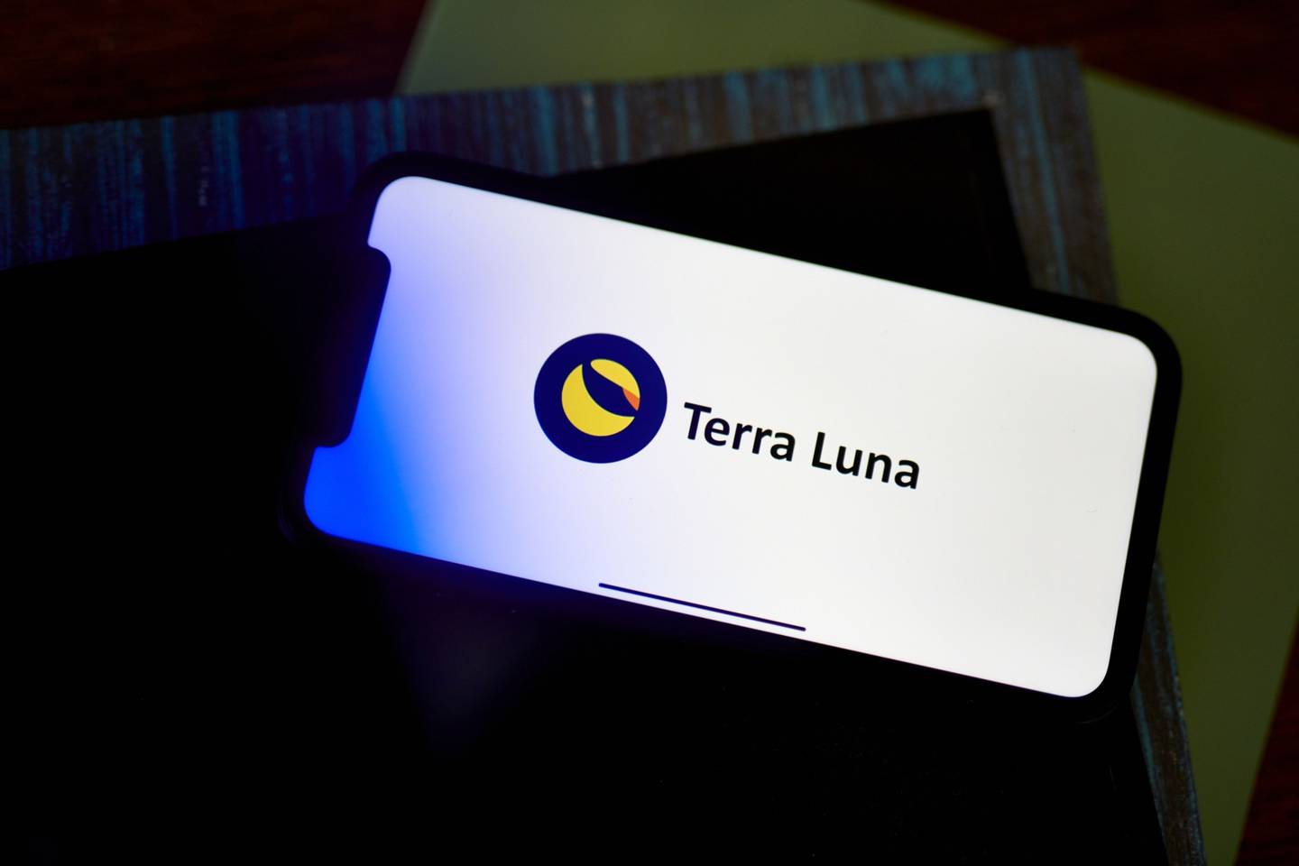 The Terra Luna stablecoin logo on a smartphone arranged in the Brooklyn borough of New York.