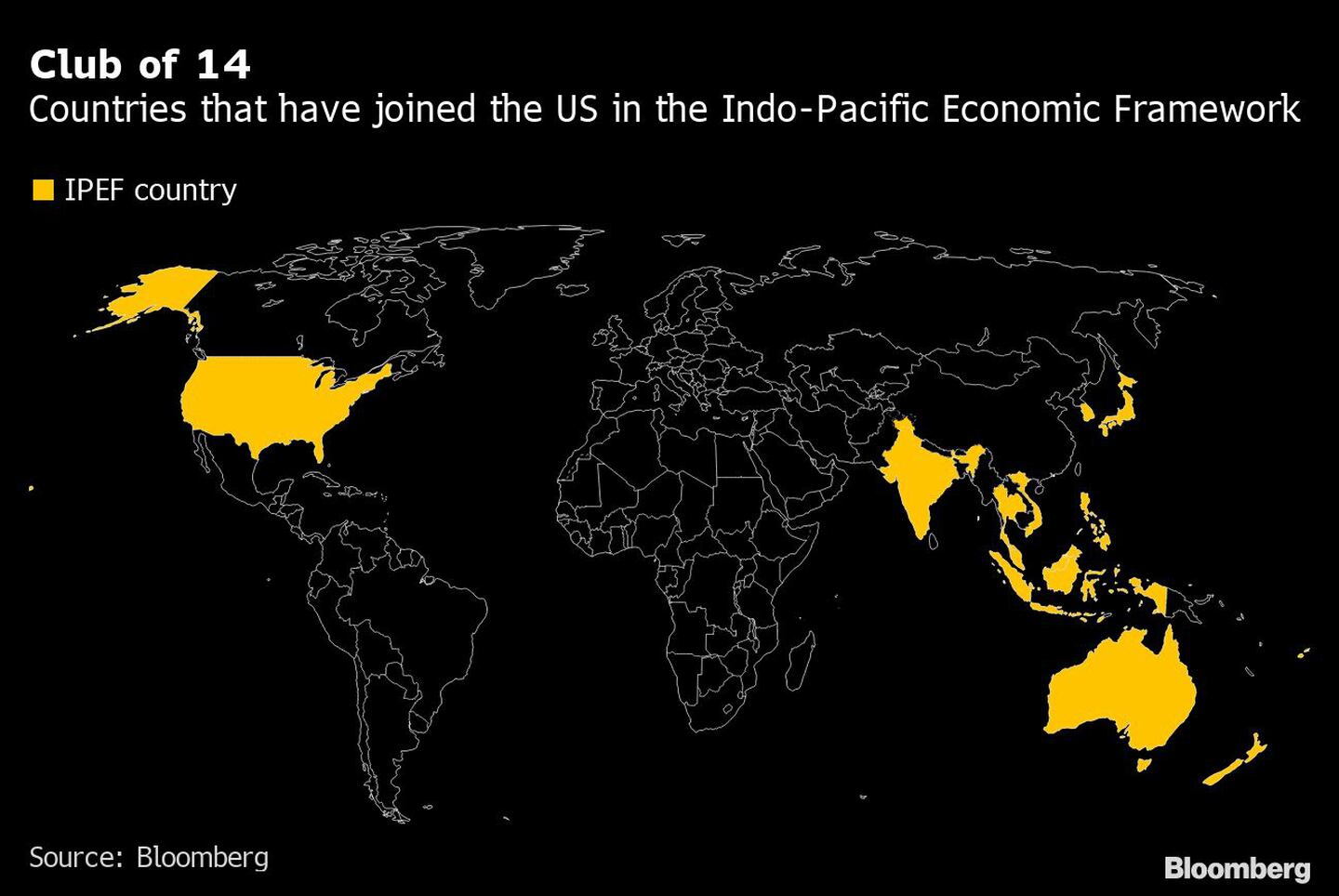 Club de los 14 | Países que se han unido a Estados Unidos en el Marco Económico Indo-Pacíficodfd