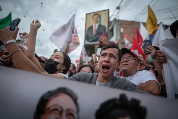 Partidarios de Petro en un acto de campaña en Cúcuta el 5 de mayo.