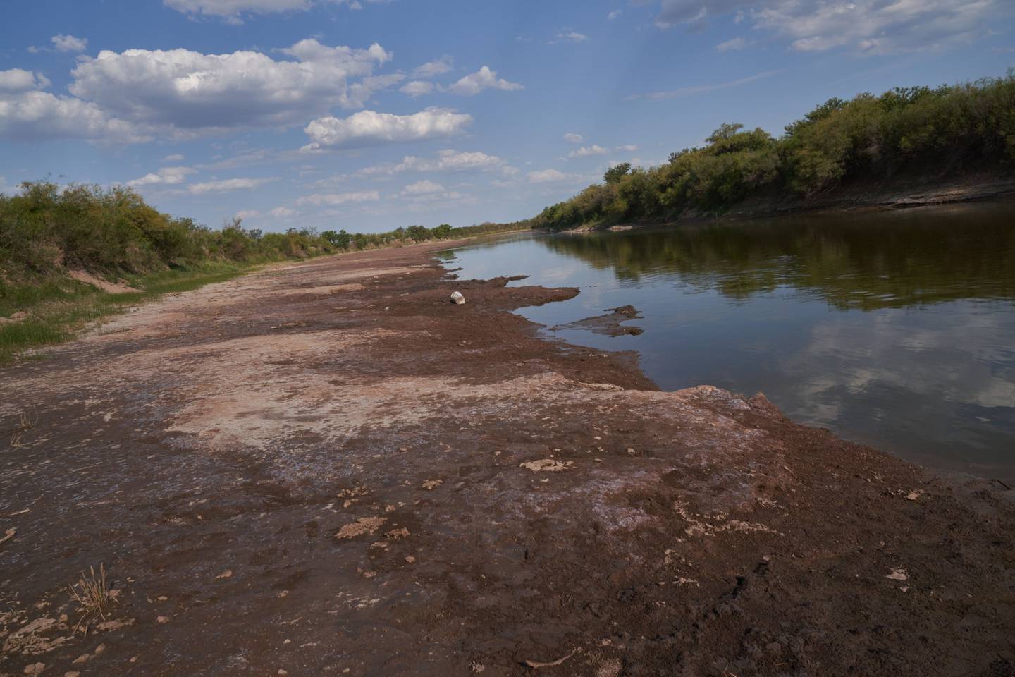 The Carcarana River with low water levels in San Jose de la Esquina, Argentina, on Jan. 16, 2023.