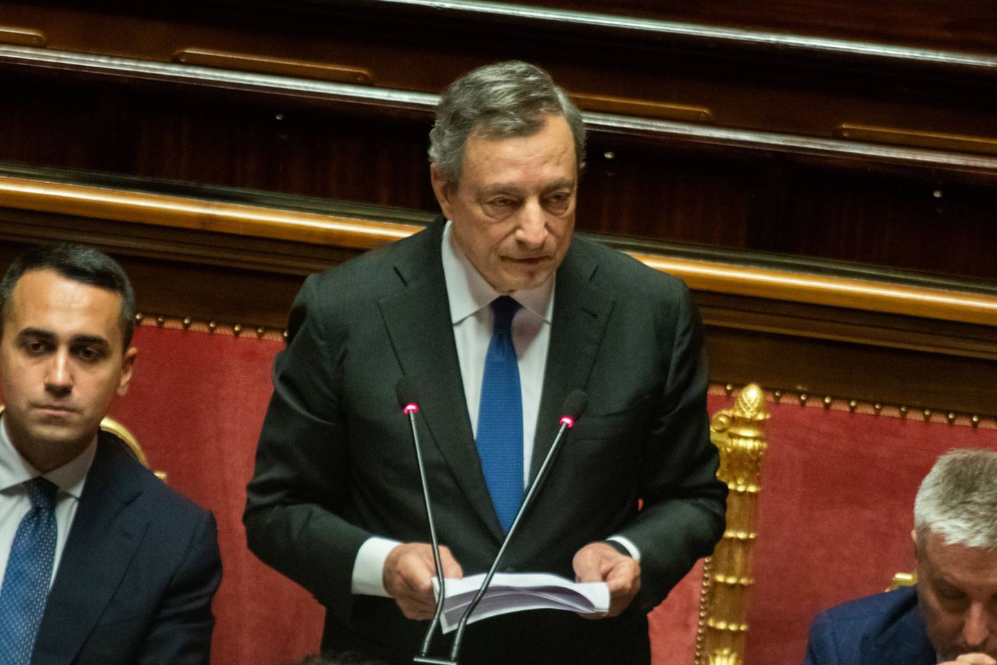 Mario Draghi, primer ministro de Italia, se dirige al Senado en Roma, Italia, el miércoles 20 de julio de 2022.
