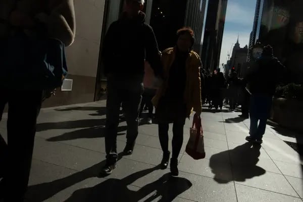 Shoppers on 5th Avenue in New York, US, on Friday, March 8, 2024. The US Census Bureau is scheduled to release retail sales figures on March 14.