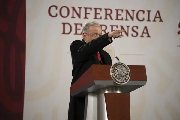 El presidente Andrés Manuel López Obrador durante conferencia de prensa en Palacio Nacional.