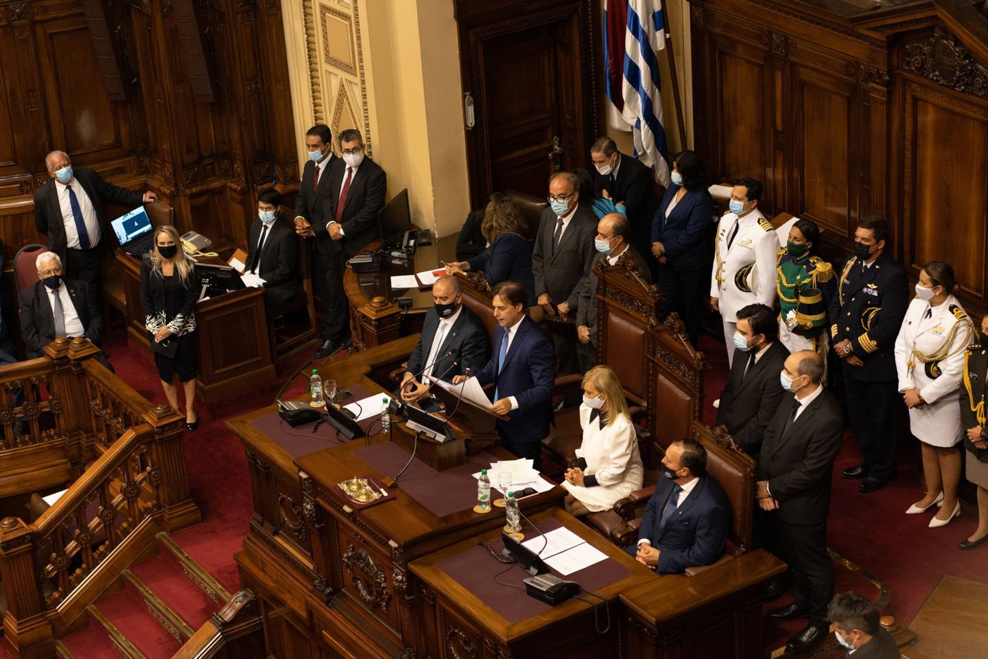 Luis Lacalle Pou en su discurso de este miércoles 2 ante la Asamblea General. Photographer: Ana Ferreira/Bloomberg