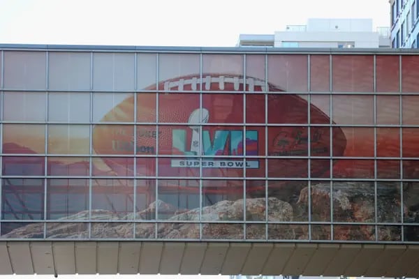 General view of Super Bowl LVII signage on February 6, 2023 in Phoenix, Arizona. Super Bowl LVII will be played between the Philadelphia Eagles and the Kansas City Chiefs on February 12, at State Farm Stadium in Glendale, Arizona. (Photo by Christian Petersen/Getty Images)