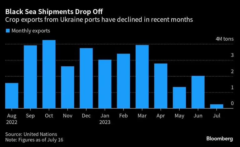Las exportaciones de cultivos desde los puertos ucranianos han disminuido en los últimos mesesdfd