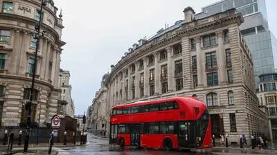 A double-decker bus in London.