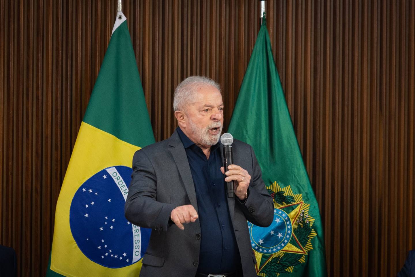Luiz Inacio Lula da Silva, Brazil's president, speaks during a meeting with governors in Brasilia, Brazil, on Monday, Jan. 9, 2023. Brazil's capital was recovering early Monday from an insurrection by thousands of supporters of ex-President Jair Bolsonaro who stormed the country's top government institutions, leaving a trail of destruction and testing the leadership of Luiz Inacio Lula da Silva just a week after he took office.dfd