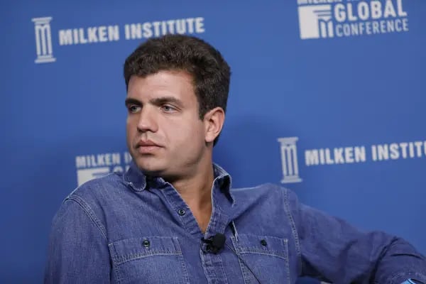 Andre Street, founder of Stone Pagamentos and Arpex Capital, listens during the Milken Institute Global Conference in Beverly Hills, California, U.S., on Tuesday, May 2, 2017. The conference is a unique setting that convenes individuals with the capital, power and influence to move the world forward meet face-to-face with those whose expertise and creativity are reinventing industry, philanthropy and media.
