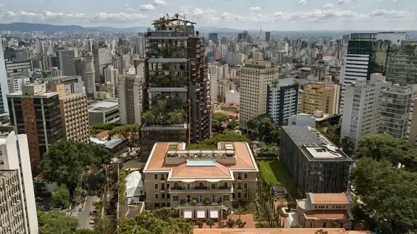 View of Rosewood Hotel in Sao Paulo, built on a terrain of an old hospital and maternity