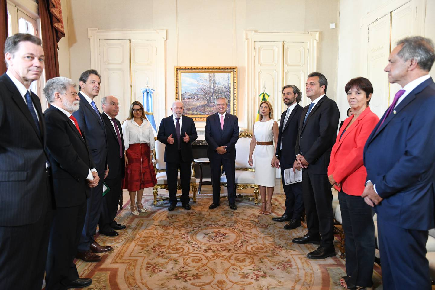 Lula y Fernández, acompañado por funcionarios de ambos paísesdfd