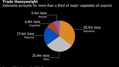 A Indonésia é responsável por mais de um terço da exportação de óleo vegetal no mundo