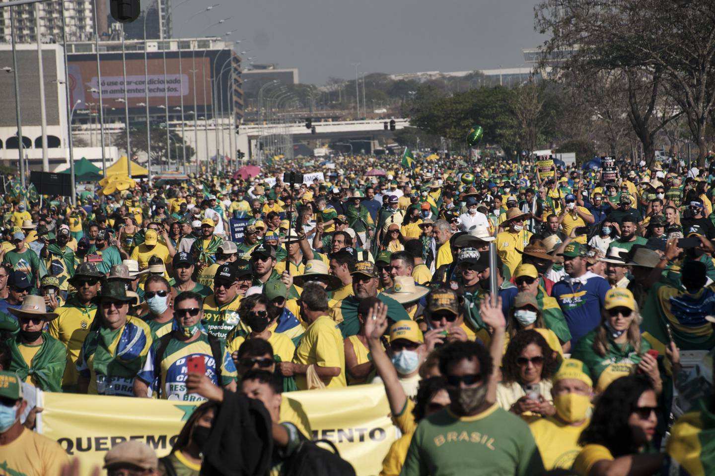 Manifestantes pró-Bolsonaro em Brasília, 7 de setembro.Fotógrafo: Gustavo Minas / Bloombergdfd