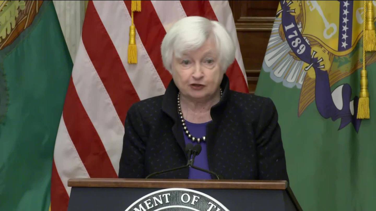 La secretaria del Tesoro, Janet Yellen, dice que no ha visto señales de una restricción en la disponibilidad de crédito (11 de abril).Fuente: Bloombergdfd