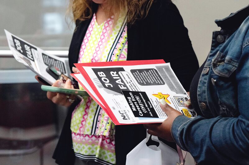 Jobseekers attend a career fair in Wilmington, North Carolina, US. Jobseekers attend a career fair in Wilmington, North Carolina, US.