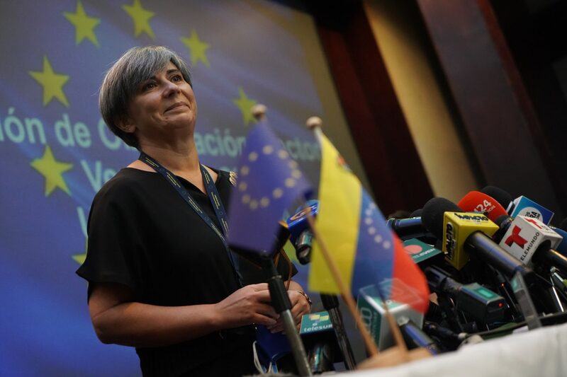 Isabel Santos, head of the E.U. observation mission, speaks during a news conference on the regional elections in Caracas, Venezuela, on Tuesday, Nov. 23, 2021. Isabel Santos, head of the E.U. observation mission, speaks during a news conference on the regional elections in Caracas, Venezuela, on Tuesday, Nov. 23, 2021.