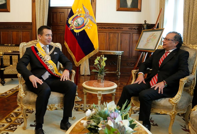El presidente Daniel Noboa mantuvo una reunión con su homólogo de Colombia, Gustavo Petro, el 23 de noviembre de 2023. El presidente Daniel Noboa mantuvo una reunión con su homólogo de Colombia, Gustavo Petro, el 23 de noviembre de 2023.