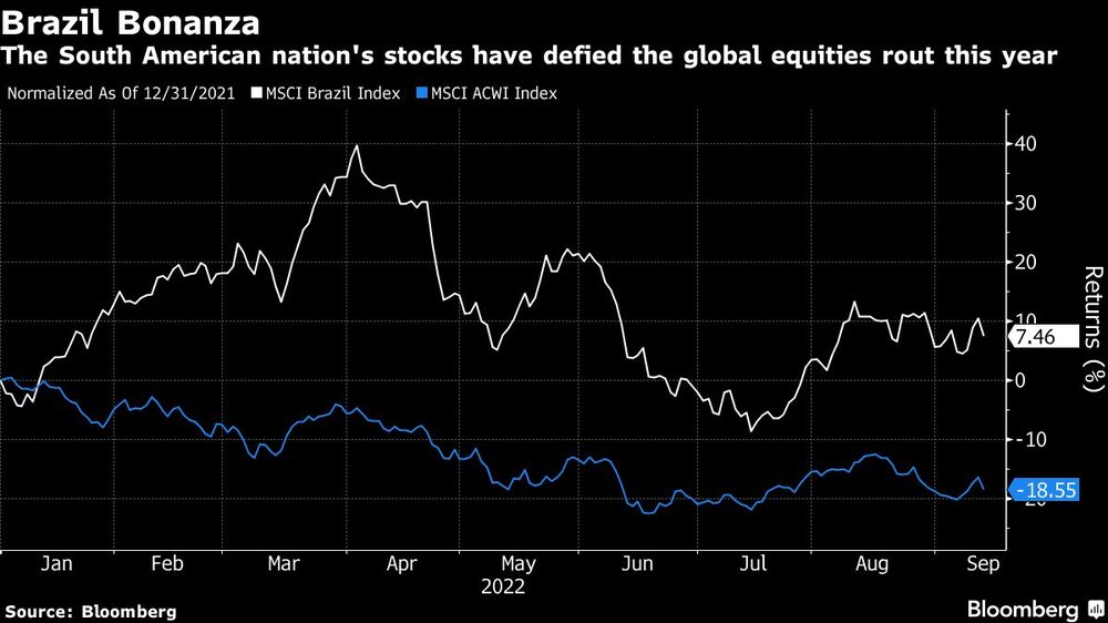 Las acciones de Brasil han desafiado la caída a nivel global este año Las acciones de Brasil han desafiado la caída a nivel global este año