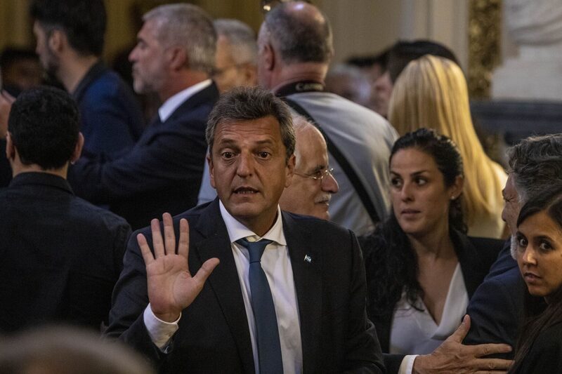 Sergio Massa, Argentina's economy minister, during a news conference at the Casa Rosada in Buenos Aires, on Jan. 23, 2023. Photographer: Anita Pouchard Serra/Bloomberg Sergio Massa, Argentina's economy minister, during a news conference at the Casa Rosada in Buenos Aires, on Jan. 23, 2023. Photographer: Anita Pouchard Serra/Bloomberg