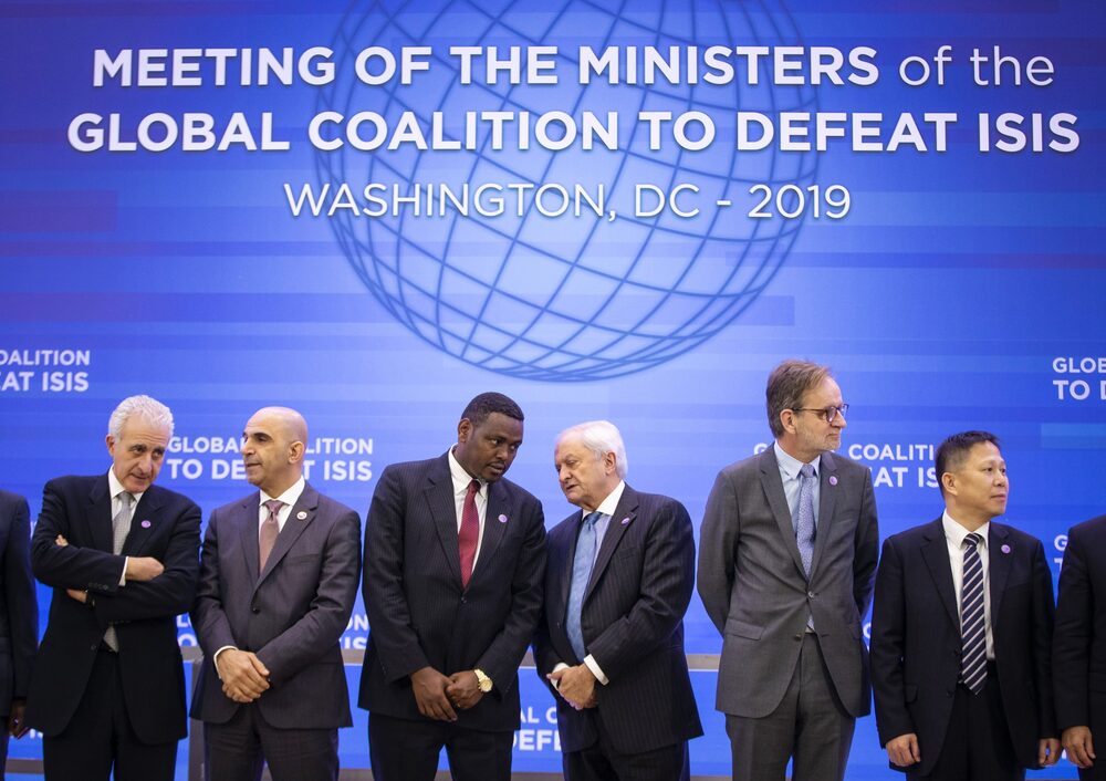 Ministros de Asuntos Exteriores durante la reunión de la Coalición Global para Derrotar al ISIS en 2019. Fotógrafo: Al Drago/Bloomberg Ministros de Asuntos Exteriores durante la reunión de la Coalición Global para Derrotar al ISIS en 2019. Fotógrafo: Al Drago/Bloomberg