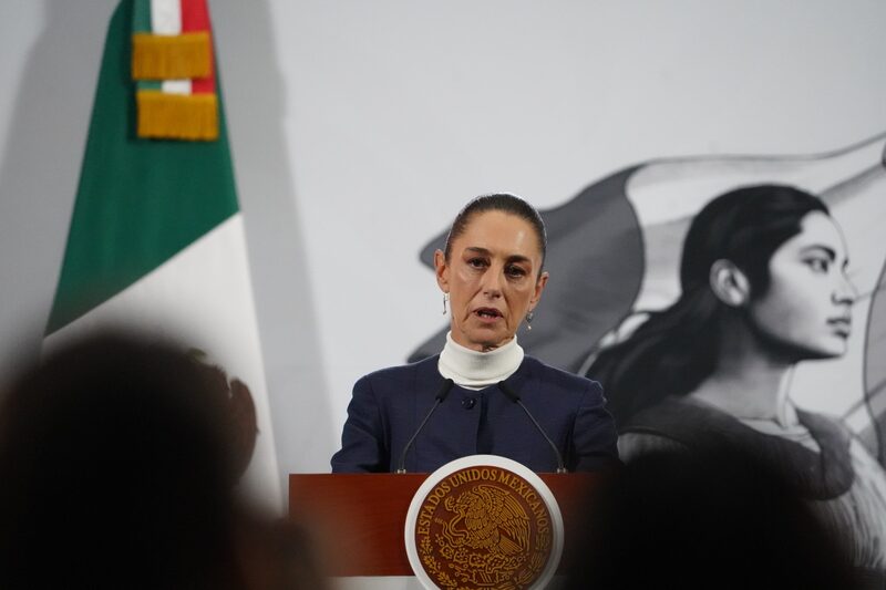 Claudia Sheinbaum, presidenta de México, habla durante una conferencia de prensa en el Palacio Nacional de la Ciudad de México, México. Claudia Sheinbaum, presidenta de México, habla durante una conferencia de prensa en el Palacio Nacional de la Ciudad de México, México.