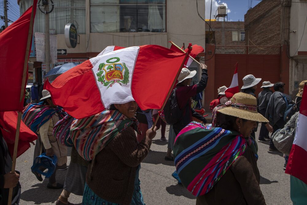 Manifestantes en Puno, departamento de Puno, Perú Manifestantes en Puno, departamento de Puno, Perú