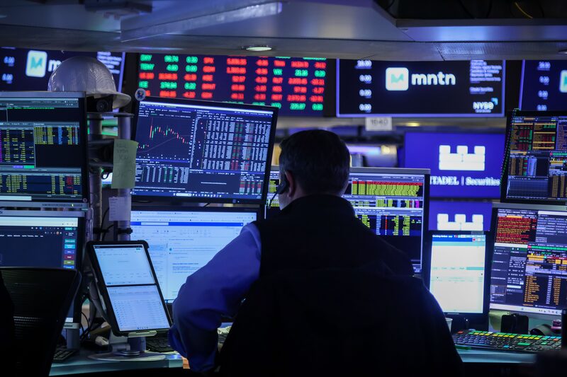 Traders On The Floor Of The NYSE As US Stocks Fall With Trade War Worries Overshadowing Slower Inflation Traders On The Floor Of The NYSE As US Stocks Fall With Trade War Worries Overshadowing Slower Inflation